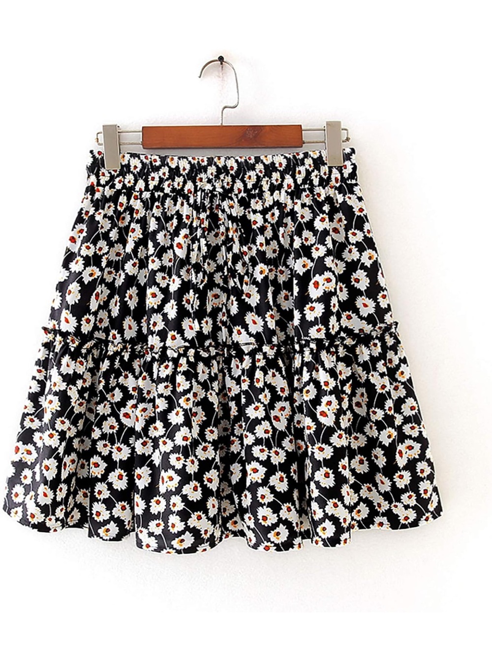 Daisy Tiered Mini Skirt - Black Floral